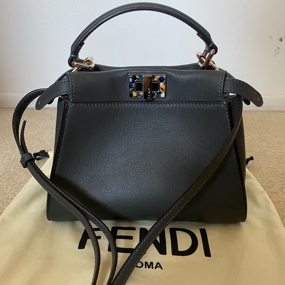 Fendi mini peekaboo in calfskin leather